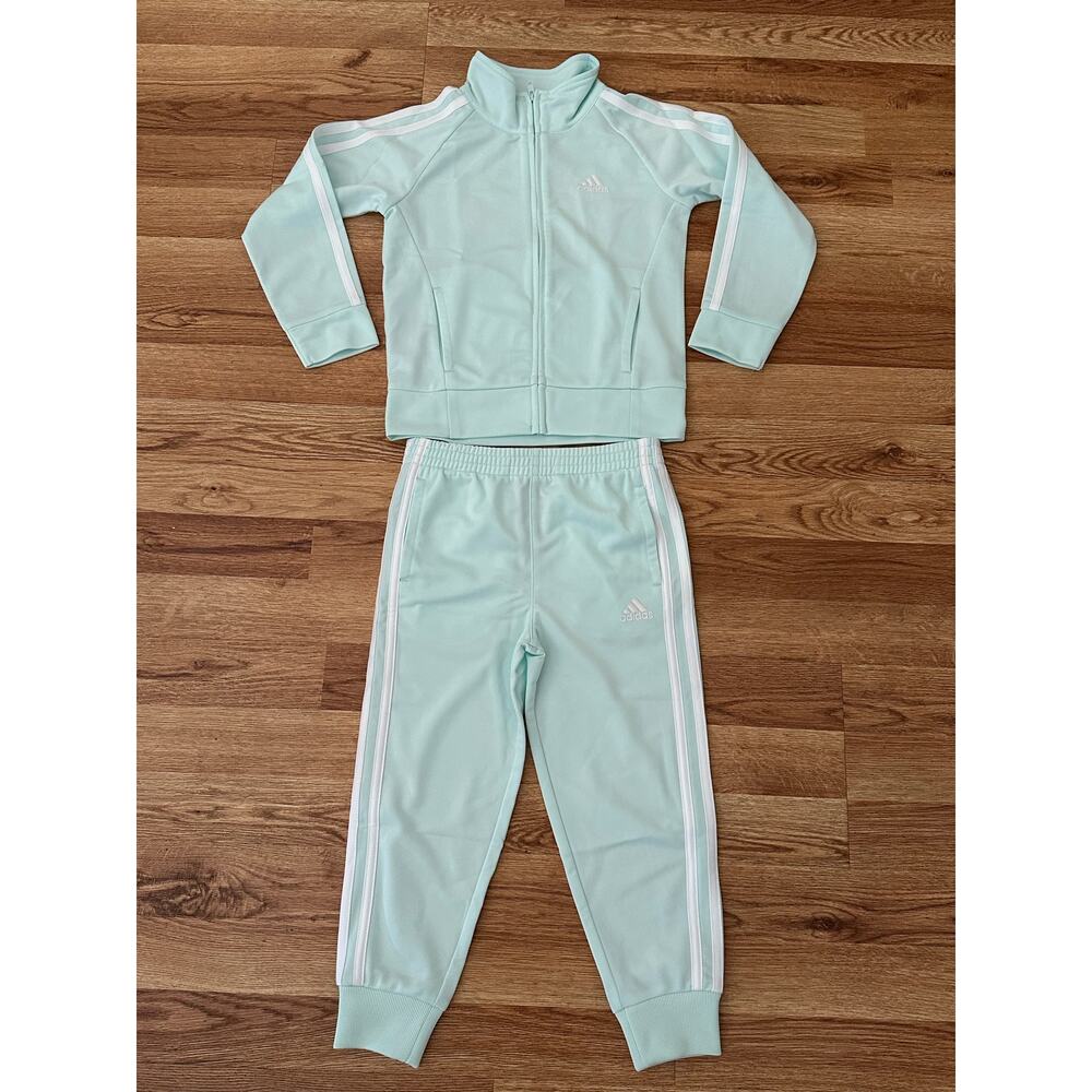 Adidas Toddler Girls Mint Green 2 Piece Zipper Front Track Suit Size 4 - NWT - Picture 7 of 7